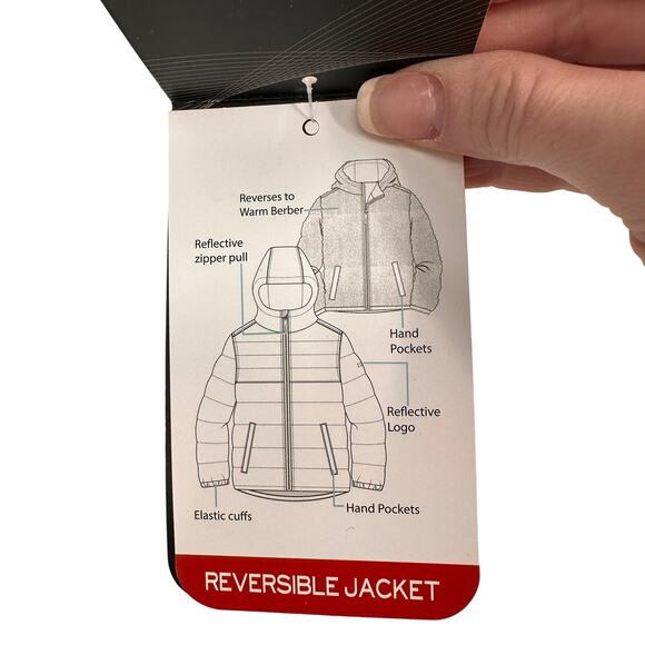 Swiss Alps Boys Reversible Hooded Jacket Grey & Black Zip Up NWT Size Small (8) - Picture 3 of 9